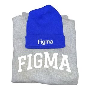 Figma Gray Cotton Crewneck Sweater and Blue Beanie Size Large